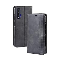 Compatible with Huawei Honor 20 Case Back Cover Phone Protective Shell Full Body Protection Wallet Business Style with Stand Function and Auto Sleep Wake Up (Black)