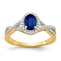 14k Gold Diamond and Sapphire Ring Size 7 Jewelry Gifts for Women