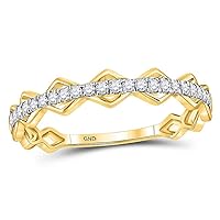 The Diamond Deal 10kt Yellow Gold Womens Round Diamond Stackable Band Ring 1/5 Cttw