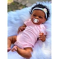 Lifelike Reborn Baby Dolls Black Girl Biracial African American Baby Doll, 20inch Real Life Realistic Newborn Baby Dolls Dark Brown Skin Babies Alive Cute Doll Toy for Toddler Kids Gifts