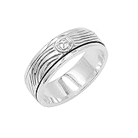 925 Sterling Silver Spinner Ring - Band Ring With Spinner - Statement Fidget Ring - Artisan Handmade Unisex Jewelry