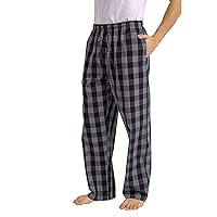 Men's Checked Print Lounge Pants Elastic Waist Wide Leg Pants Comfort Pajama Pant Homewear Full Length Trousers