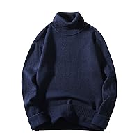 Men Sweaters Fashion,Mens Turtleneck Sweater Pullover Casual Loose Fit Winter Long Sleeve Cable Knit Sweaters