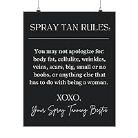 Spray Tan Rules Poster, Spray Tan Studio Decor, Sunless Tanning Salon, Self-Love Wall Art, Promote Self-Acceptance In Beauty Salon, Matte Poster, Sunless Tanning Poster, Spray Tan Wall Decor, Salon Decor (Black and White, 12