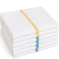Premia Kitchen 6 Dish Towels Towels (2 Blue, 2 Yellow, 2 Green) - Absorbent 100% Cotton Herringbone (14