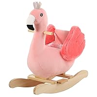 FUNLIO Flamingo Baby Rocking Horse for Toddlers 6 Months to 3 Years, Cute & Graceful Pink Swan Rocker for Baby Girl, Stuffed Plush Ride-on Rocking Animal, Easy to Assemble, CPC & CE Certified