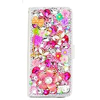 Crystal Wallet Phone Case Compatible with Samsung Galaxy A51 5G - Flowers Butterfly - Pink - 3D Handmade Sparkly Glitter Bling Leather Cover with Screen Protector & Neck Strip Lanyard