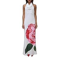 Women Sleeveless Slip Maxi Dress Floral Spaghetti Strap Bodycon Lily Dresses Backless Long Boho Sundress