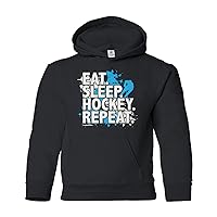Threadrock Big Boys' Eat Sleep Hockey Repeat Youth Hoodie Sweatshirt