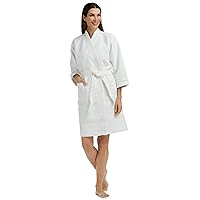 Fishers Finery Women's Waffle Kimono Resort Spa Robe; Above Knee Length