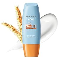 MISTINE Lightweight Sunscreen for Face 2 fl.oz SPF 50+, No White Cast Face Sunscreen for Oily Skin, Non-Greasy, Sweat Proof Formula, Waterproof Sunscreen for Face