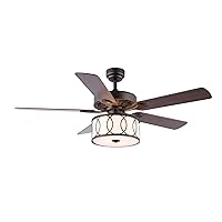 JONATHAN Y JYL9607B Circe Transitional Glam Drum Shade LED Ceiling Fan with Remote, for Bedroom, Living Room, Dining Room 52