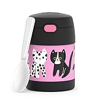 THERMOS FUNTAINER 10 Ounce Stainless Steel Vacuum Insulated Kids Food Jar with Spoon, Kittens