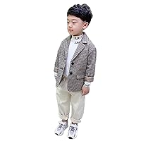 Boys' Suit Two Pieces Notch Lapel Two Buttons Tuxedos Houndstooth Jacket with Pants