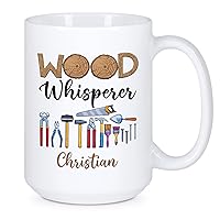 Wood Whisperer Pottery Cup - Customized Carpenter Gift For Birthday/Christmas - Woodworking Ceramic Mug - Future Carpenter Porcelain Cup - Custom Name Woodworker Coffee Mug - White Mug 11oz 15oz