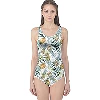 CowCow Womens Summer Vacation Holiday Pineapple Pop Art Lips Rock Triangles One Piece Swimsuit, XS-5XL