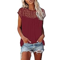 SNKSDGM Tank Top for Women 2024 Fashion Cap Sleeve Scoop Neck Loose Fit Summer Basic Tshirt Casual Vacation Tee Blouse