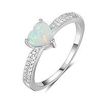 MRENITE 10K 14K 18K Gold Opal Rings for Women Engrave Name Size 4 to 12 Anniversary Birthday Jewelry Gifts for Her