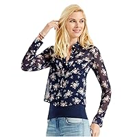 AEROPOSTALE Womens Sheer Floral Button Down Blouse