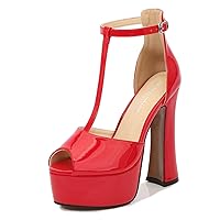 Womens chunky heel High Heels Platform Ankle Strap Open Toe Sandals Block Buckle Heeled Sandals Party Dress Pump Shoes