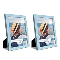 Renditions Gallery 8x10 inch Picture Frame Set of 2 High-end Modern Style, Made of Solid Wood and High Definition Glass Ready for Wall and Tabletop Photo Display, Blue Frame
