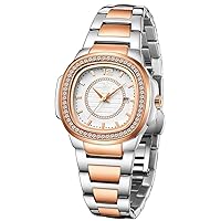 Women Watches Fashion Square Stainless Steel Waterproof Date Diamond Ladies Wrist Watches