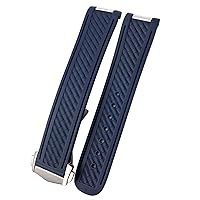 for Omega Seamaster Aqua Terra AT150 8900 Watch Strap Tools Deployment Clasp 20mm Rubber Silicone Watchbands (Color : Blue Blue, Size : Silver Buckle)