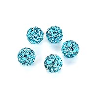 25pcs Adabele Grade A Suncatcher Crystal Rhinestone Pave Loose Beads 8mm Aquamarine Blue Polymer Clay Disco Spacer Ball Compatible with Shamballa All Other Jewelry Making DB8-10
