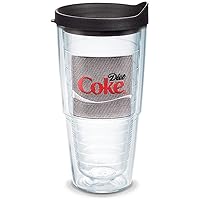 Coca-Cola - Diet Coke Insulated Tumbler with Emblem and Black Lid, 24oz, Clear
