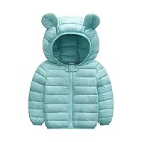 Children'S Lightweight Down Padded Jackets Pure color blue-green 120cm