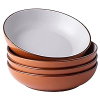 AmorArc 8.5'' Stoneware Pasta Bowls, 32oz Large Speckled Bowls Set of 4 for Kitchen, Wide Bowls for Pasta,Salad,Oatmeal, Microwave&Dishwasher Safe, Matte Orange