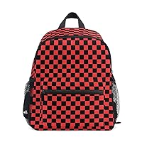 Toddler Backpack Black and Red Plaid Checkered School Bag Kids Backpacks for Kindergarten Preschool Nursery Girls Boys, S
