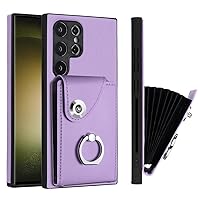 Case for Samsung Galaxy S24 Ultra, Premium PU Leather Wallet Case with[6 Card Slots][Kickstand] Magnetic Closure Shockproof Women Men Protective Cover for Galaxy S24 Ultra, Purple YBQ