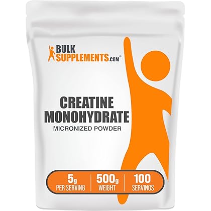 BULKSUPPLEMENTS.COM Creatine Monohydrate Powder - 5g (5000mg) of Micronized Creatine Powder per Serving, Creatine Pre Workout, Creatine for Building Muscle, Creatine Monohydrate 500g (1.1 lbs)