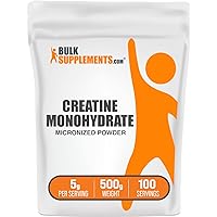 BULKSUPPLEMENTS.COM Creatine Monohydrate Powder - Creatine Pre Workout, Creatine for Building Muscle - 5g (5000mg) of Micronized Creatine Powder per Serving, Creatine Monohydrate 500g (1.1 lbs)