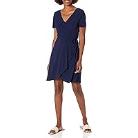 Star Vixen Women's Plus-Size Short-Sleeve Ballerina Wrap Dress