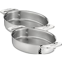 All-Clad Specialty Stainless Steel Oval Bakeware Set 2 Piece Induction Pots and Pans Silver