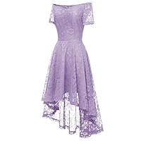 Party Dress for Women Sexy Lace Off Shoulder High Waisted Swing Long Dress Hi-Low Formal Cocktail Nightclub Outfits