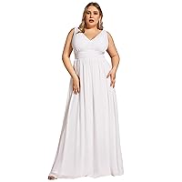 Ever-Pretty Women's Plus Size V-Neck Pleated Chiffon Maxi Semi-Formal Dress Bridesmaid Dresses 09016-DA