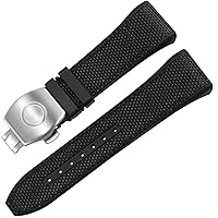 For Franck Muller V45 Series 28mm Nylon Genuine Leather Silicone Watchband Black Blue Folding Buckle Watch Strap