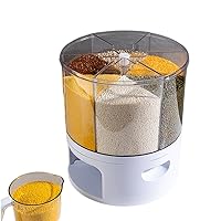 Dry Food Dispenser for Kitchen Organizing,Grain storage, 360° Rotating Dispenser Cereal, Rice and other Grains for Pantry Organization, 6 Folding Compartments for More Storage