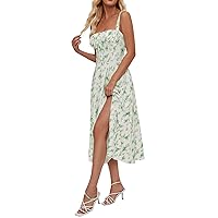 Long Dresses for Women-Floral Print Maxi Dress with Slit - Women's Summer Fashion 2024