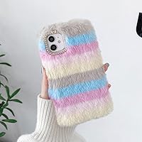 Lady Case for iPhone 14 13 12 XS Max XR X 11 Pro Max SE Furry Fluffy Warm Cover for iPhone 6 7 8 Plus Phone Case,Colorful 2,for iPhone 14