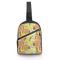Vintage Cheese Pattern Foldable Sling Backpack Travel Crossbody Shoulder Bags Hiking Chest Daypack