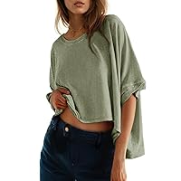 Dokotoo Summer Tops 2024 Womens Solid T Shirts for Women Loose Oversized Shirts Basic Tee