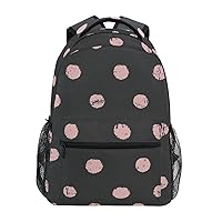 ALAZA Pink Polka Dots Black Vintage Backpack for Women Men,Travel Trip Casual Daypack College Bookbag Laptop Bag Work Business Shoulder Bag Fit for 14 Inch Laptop
