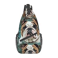 Sling Bag for Women Men Funny English Bulldog Cross Chest Bag Diagonally Casual Fashion Travel Hiking Daypack