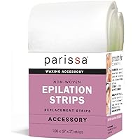 Parissa Epilation (Waxing) Non-Woven Cloth Strips, Replacement Strips for use with Hair Removal Liquid Wax, 100 x Large Size Strips 9'' x 3''