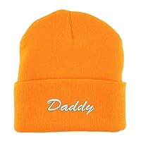 Trendy Apparel Shop Daddy Script Embroidered Made in USA Cuff Folded Acylic Knit Winter Beanie Hat