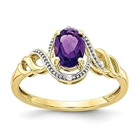10k Yellow Gold Polished Open back Purple Amethyst Diamond Ring Size 7.00 Jewelry for Women